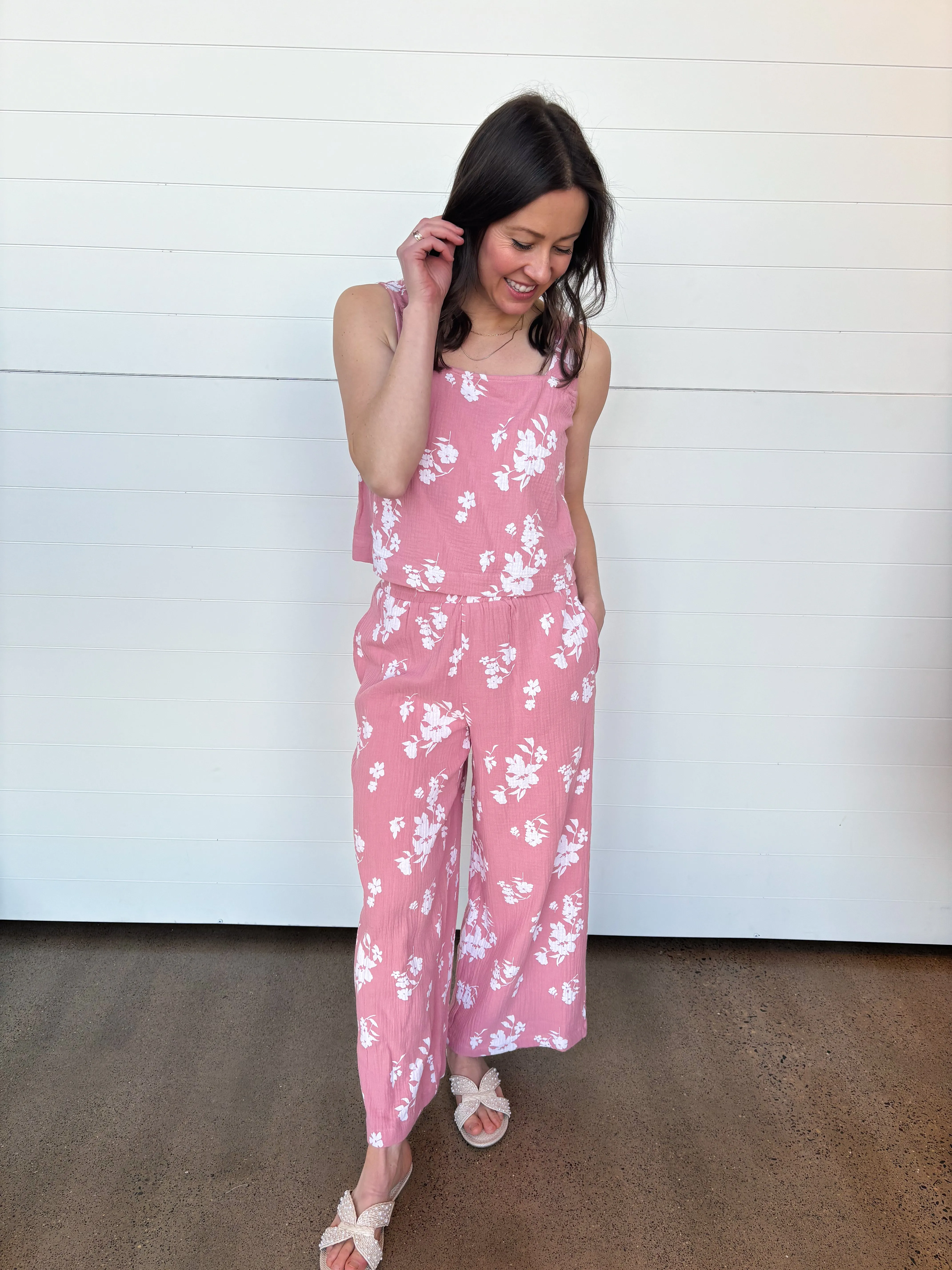 The Rachel Floral Print Tank   Pants Set