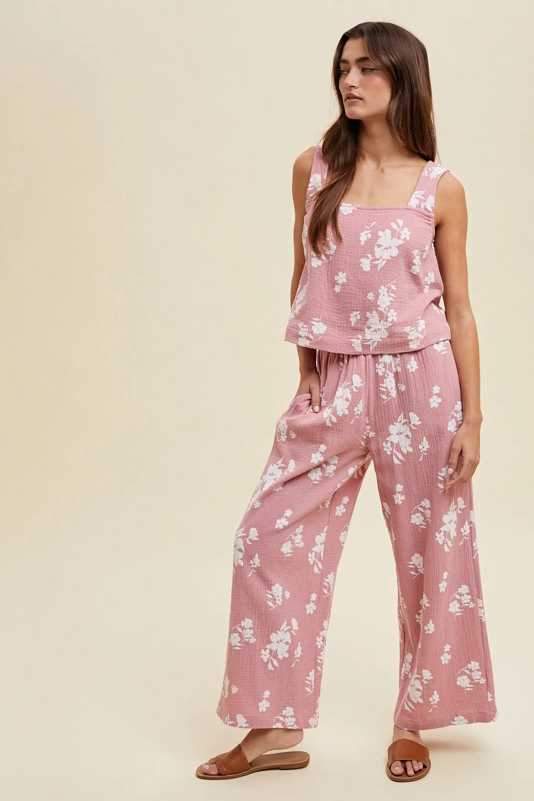 The Rachel Floral Print Tank   Pants Set