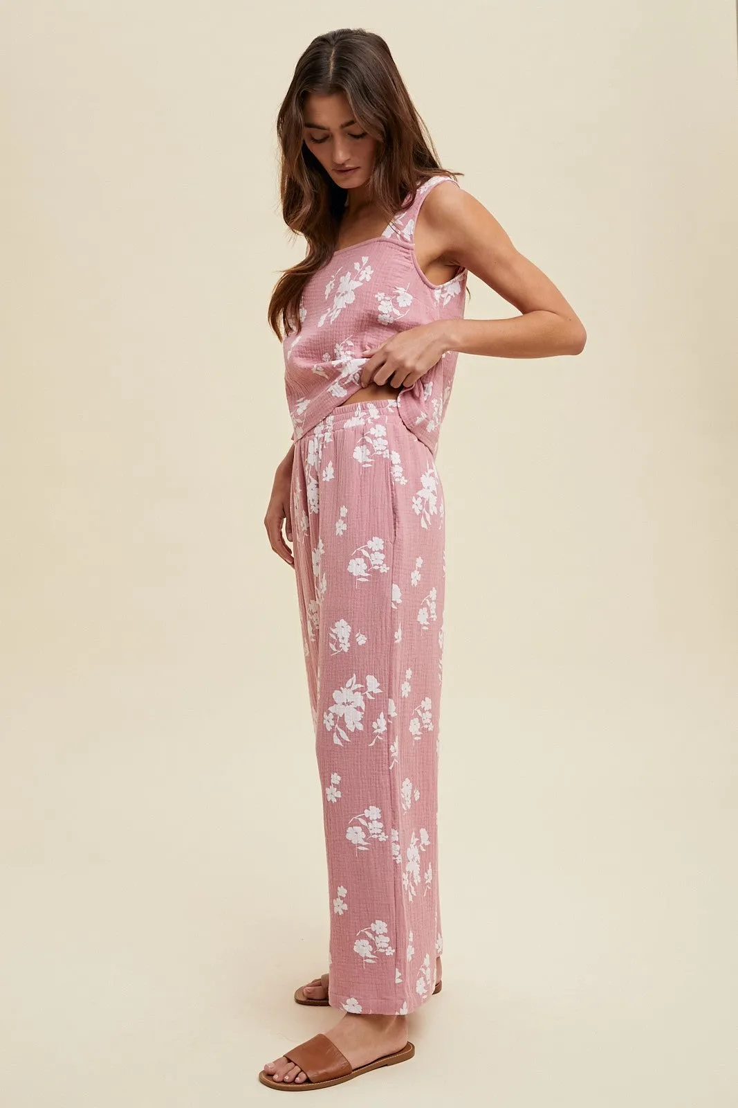 The Rachel Floral Print Tank   Pants Set