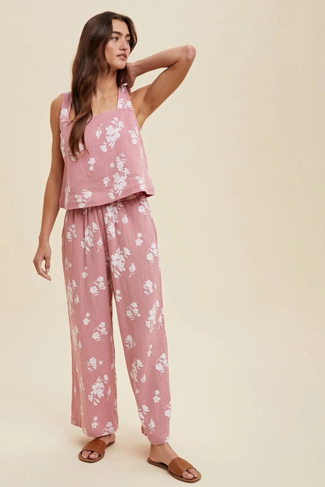 The Rachel Floral Print Tank   Pants Set