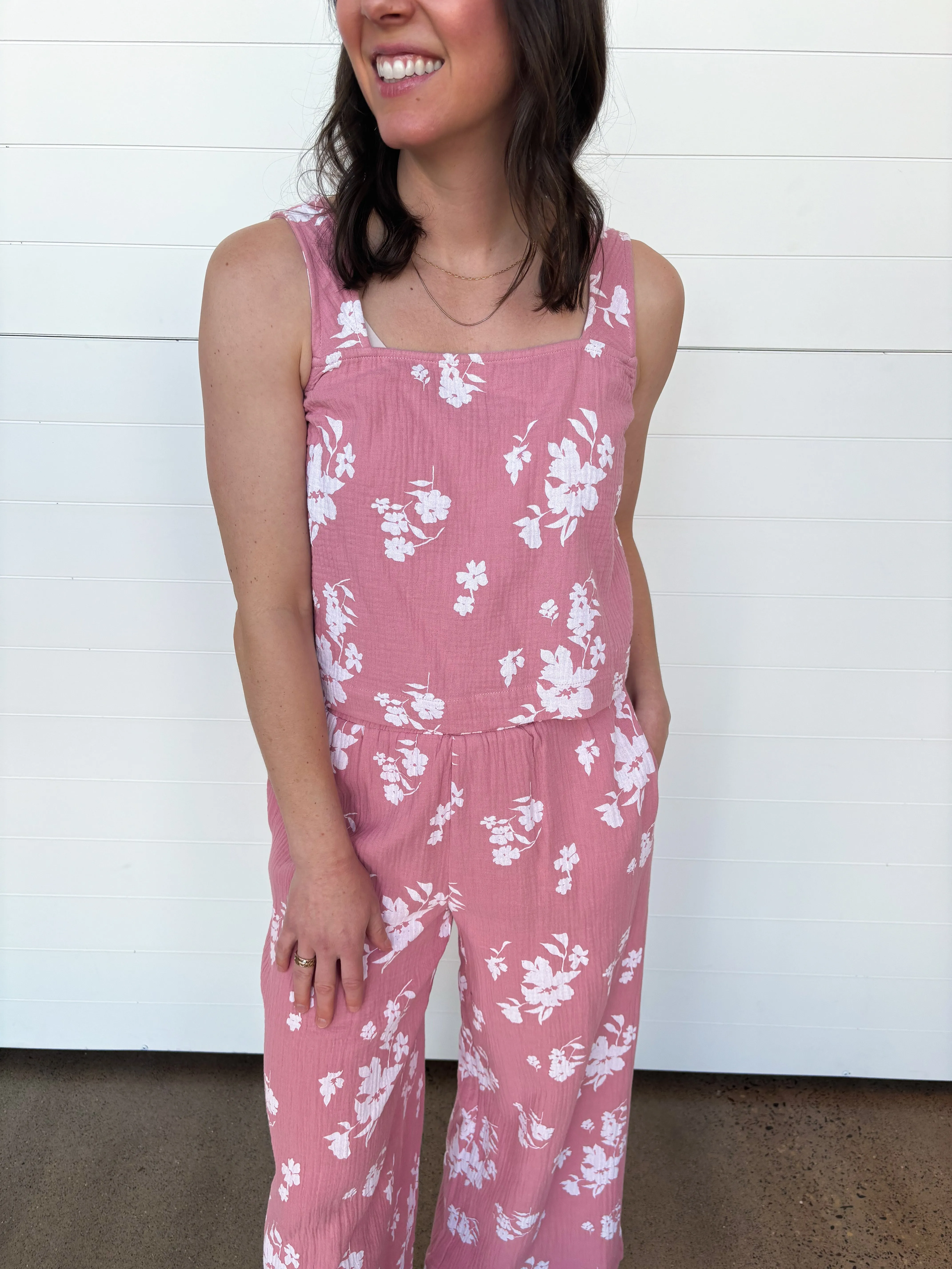 The Rachel Floral Print Tank   Pants Set