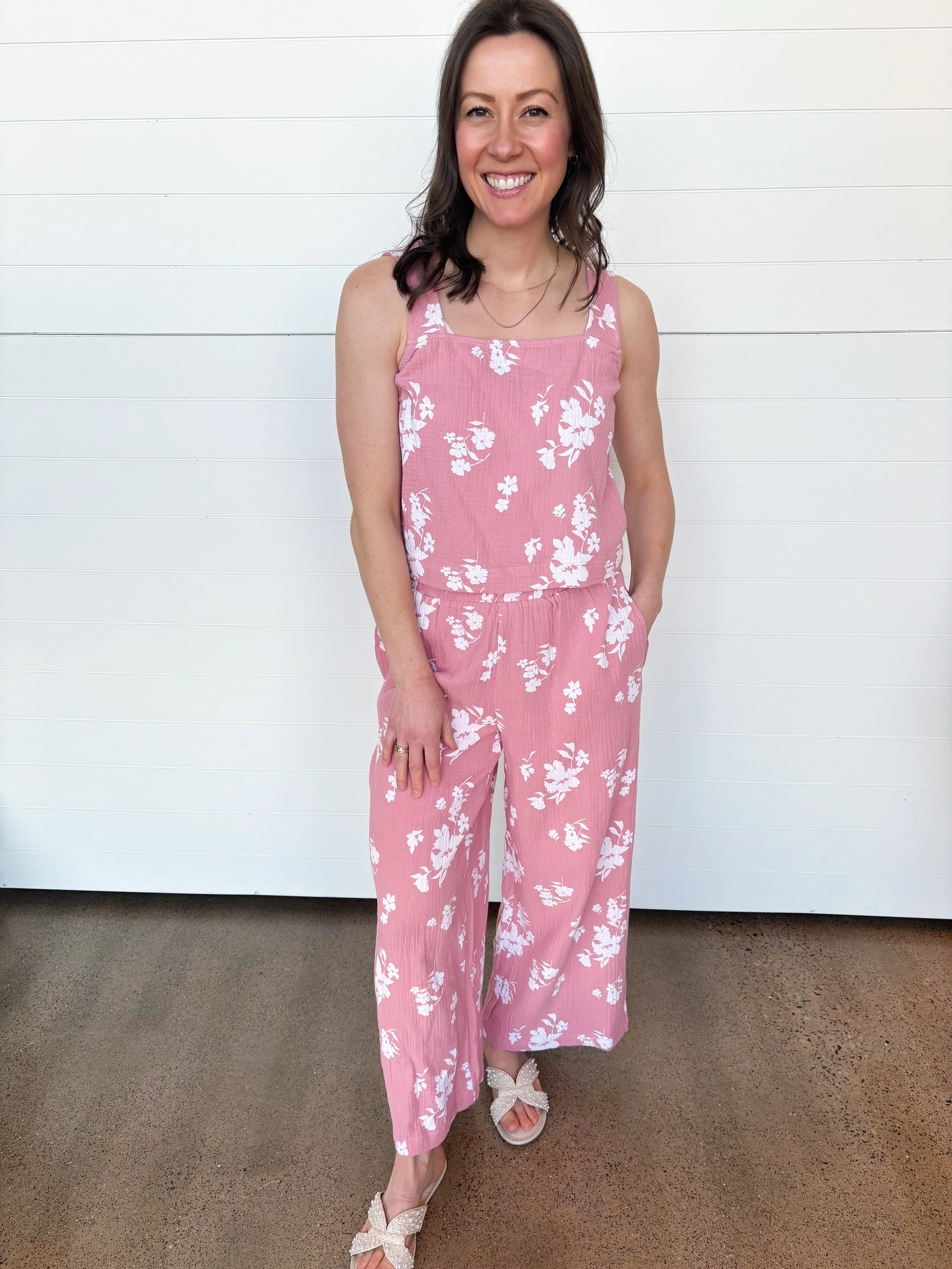 The Rachel Floral Print Tank   Pants Set