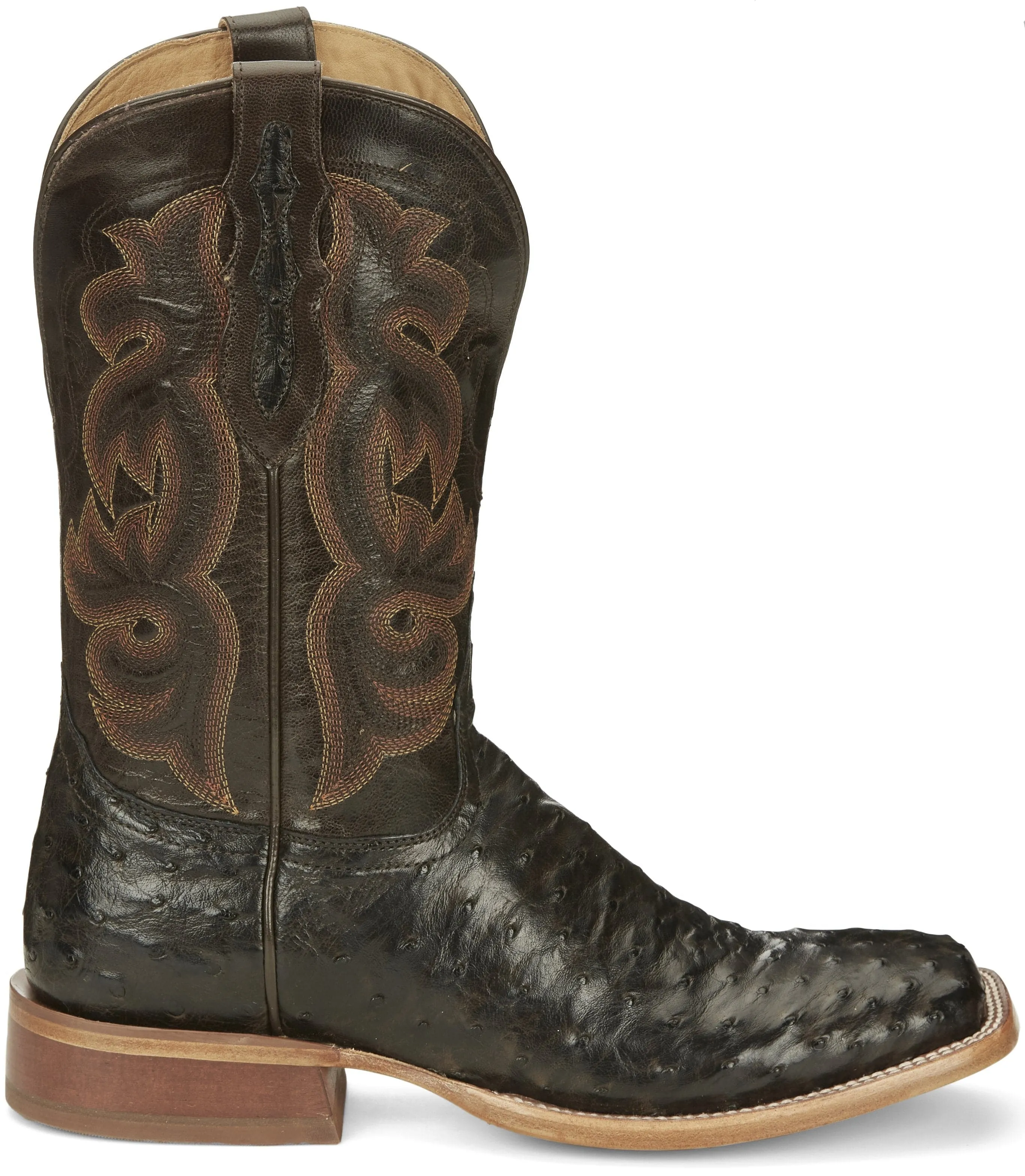 TONY LAMA MEN'S QUAID FULL QUILL BROWN SQUARE TOE WESTERN BOOT - TL5354