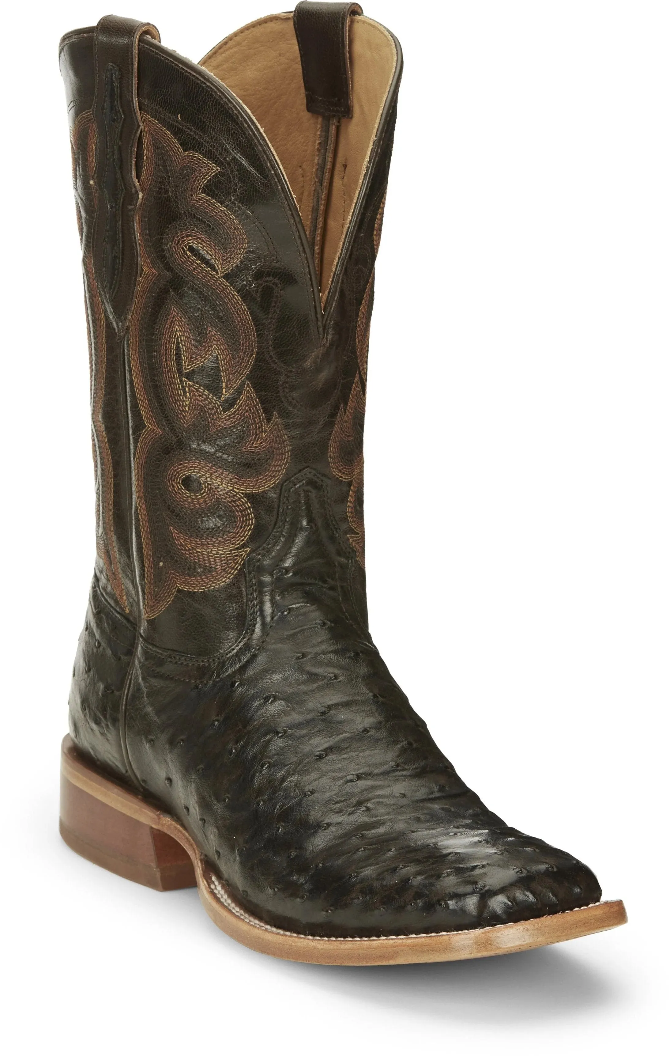 TONY LAMA MEN'S QUAID FULL QUILL BROWN SQUARE TOE WESTERN BOOT - TL5354