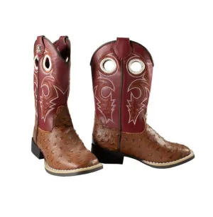 Twister Western Boots Girls Luca Ostrich Square Toe Red
