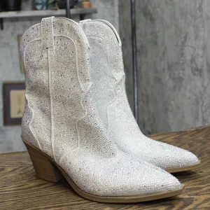 Universal Thread Womens Jacey Rhinestone Western Ankle Boots Silver Gray 10