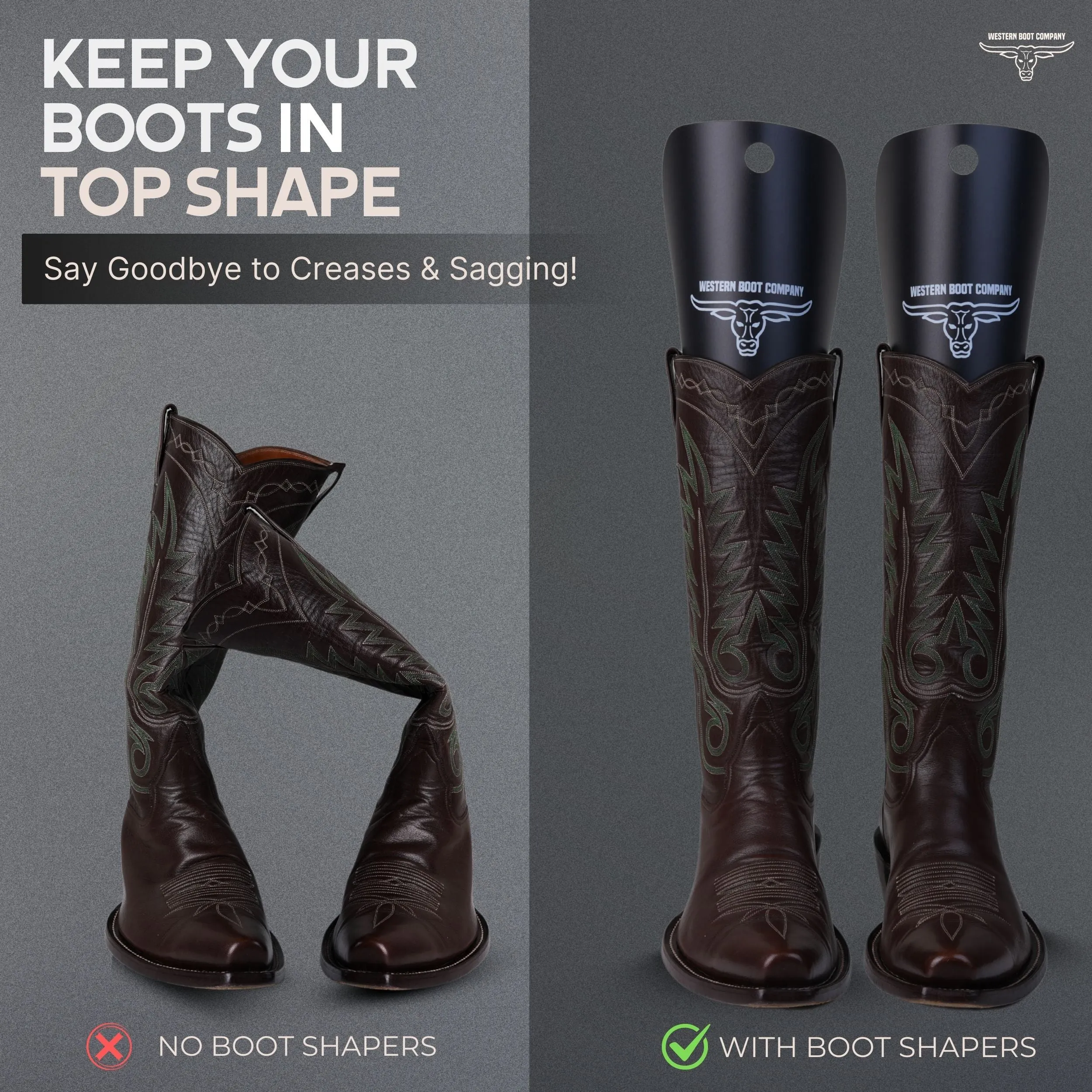 Western Boot Company Cowboy Shaft Shapers - 10.5" 6 PAIR (12 PIECES) LARGE