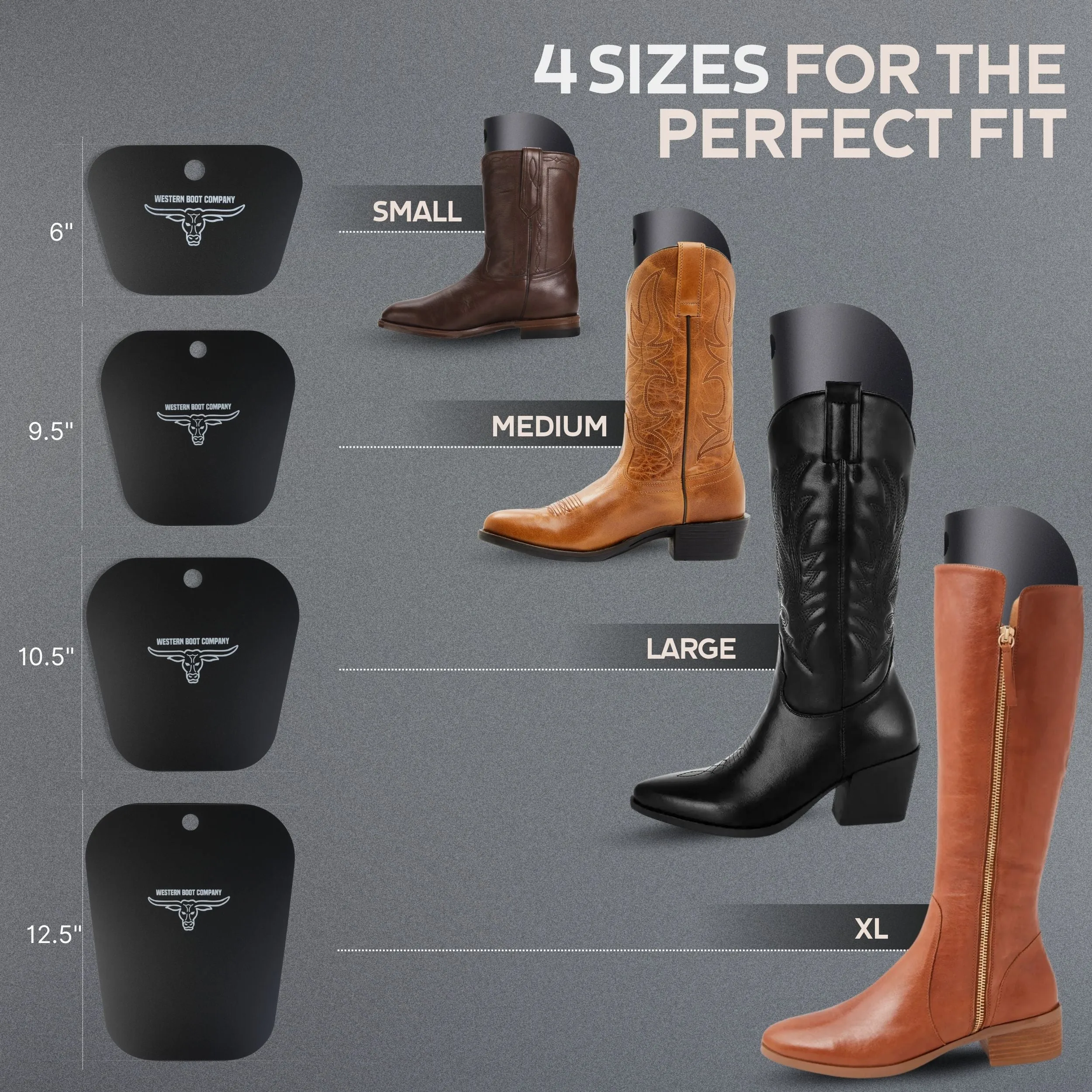 Western Boot Company Cowboy Shaft Shapers - 10.5" 6 PAIR (12 PIECES) LARGE