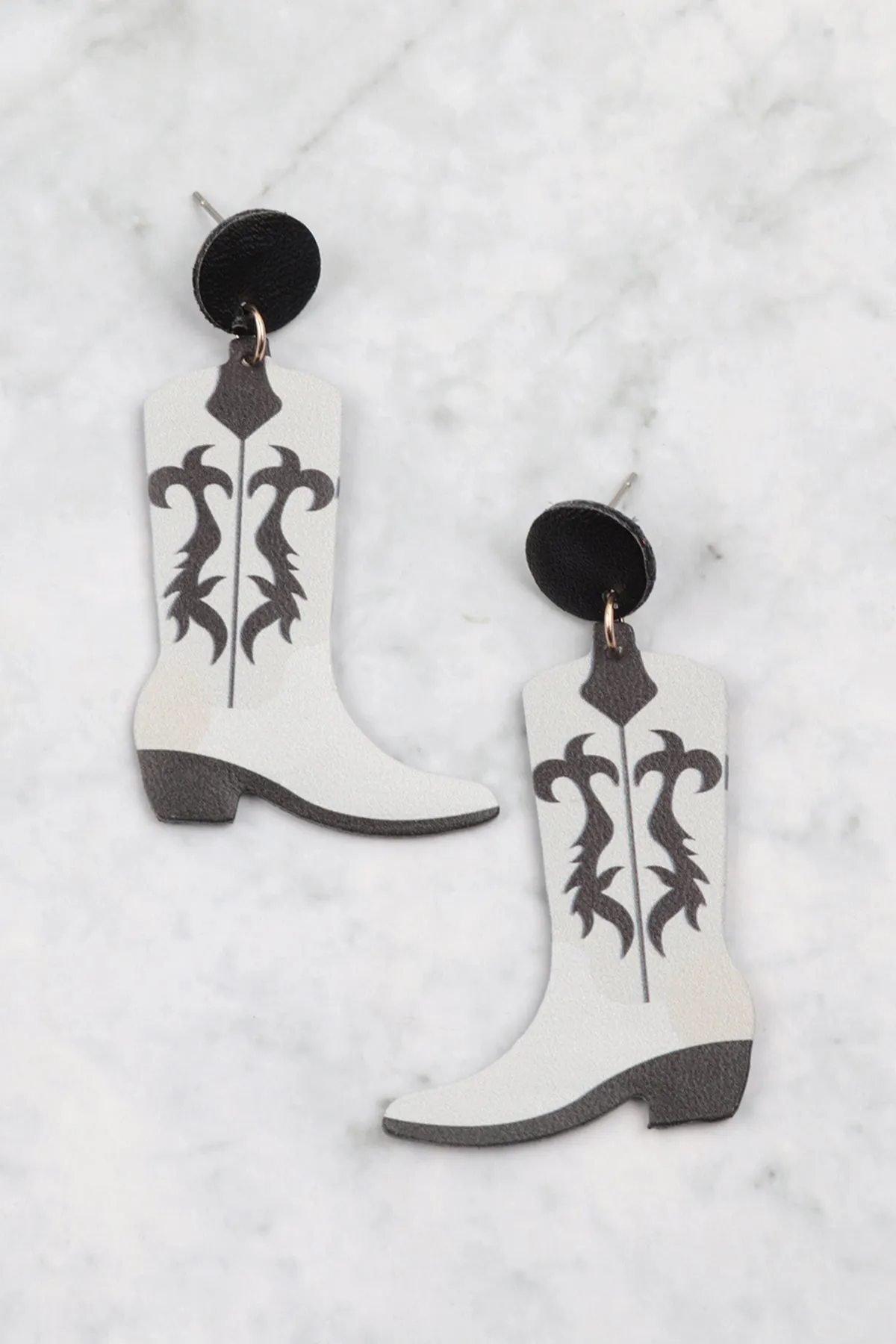 WESTERN BOOT PU LEATHER EARRINGS