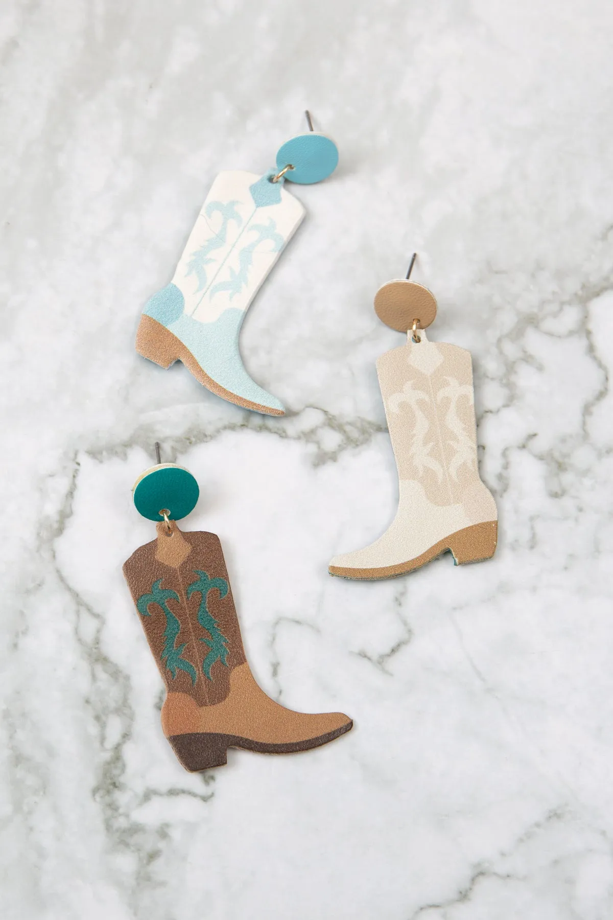 WESTERN BOOT PU LEATHER EARRINGS