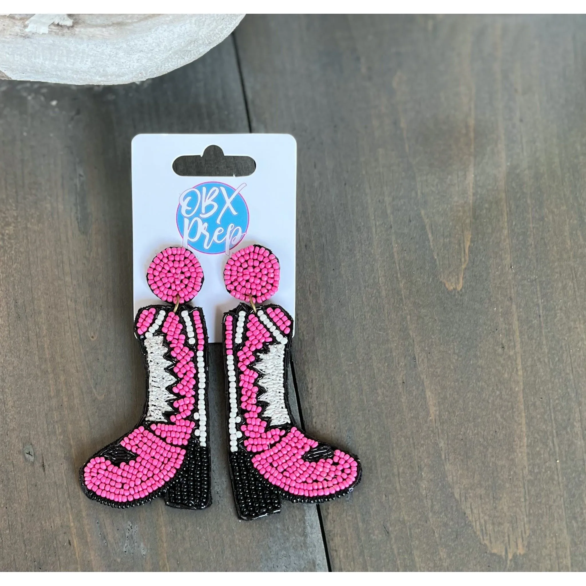 Western Boots Seed Bead Earrings S