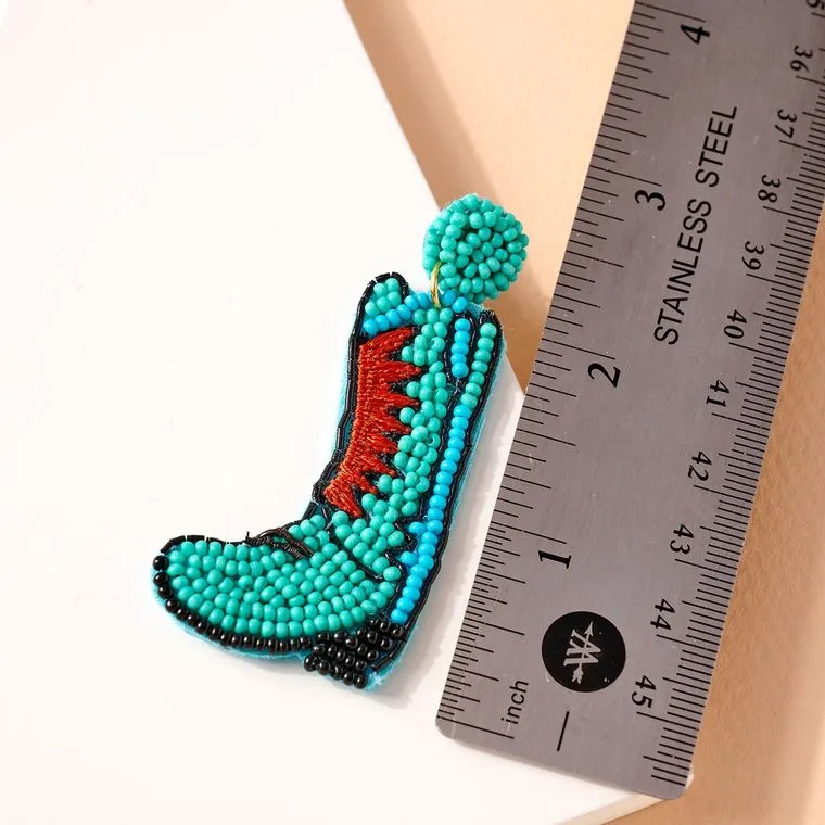 Western Boots Seed Bead Earrings S