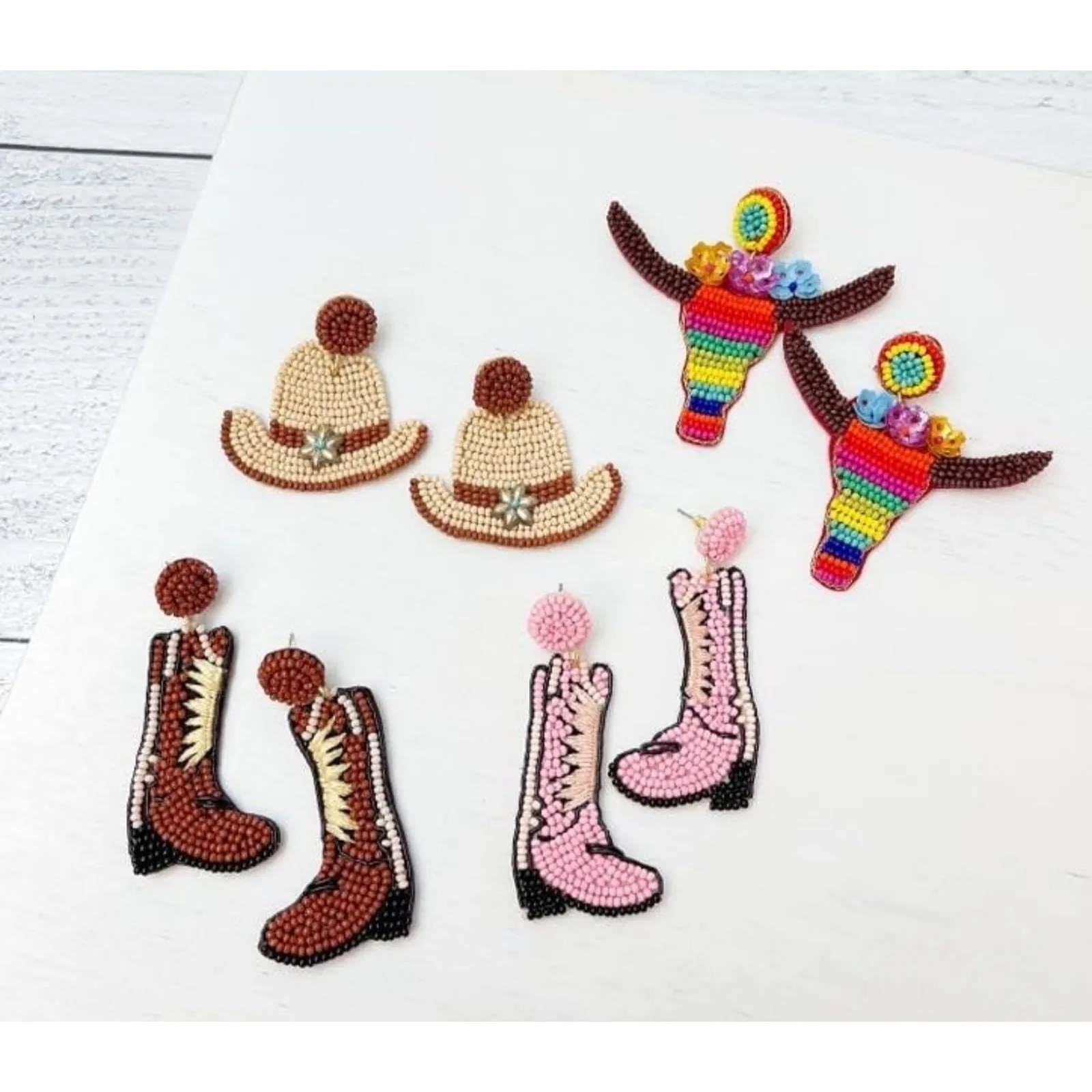 Western Boots Seed Bead Earrings S