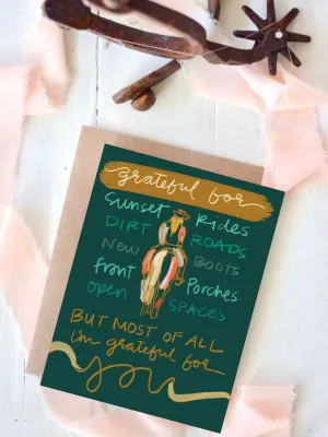 Western Cowgirl Grateful Thank You Card Tirzah
