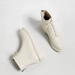 White Black Combat Boots for Women Winter