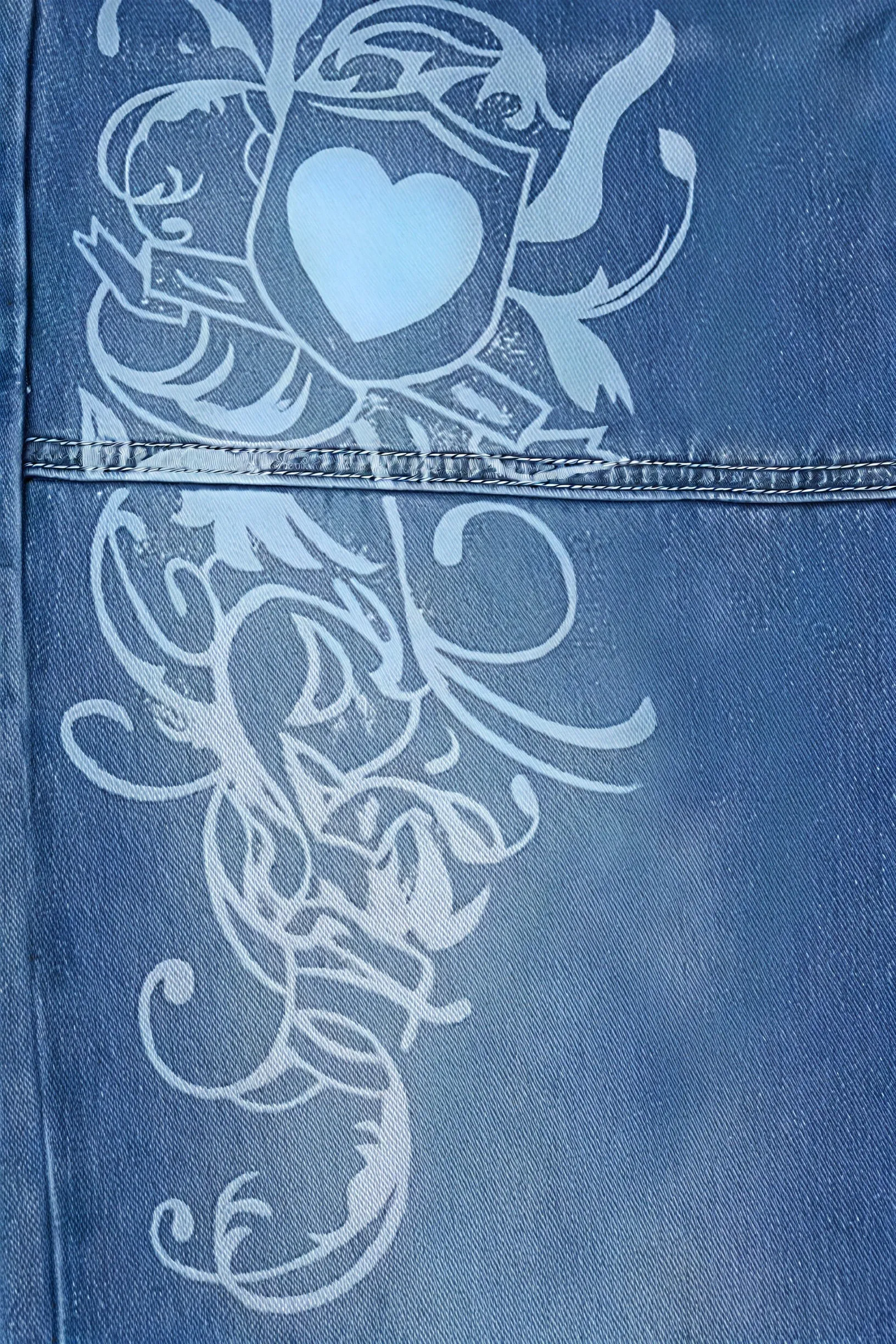 Wide-Leg Jeans with Floral Accent