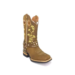 Women's Artillero Floral Design With Rhinestones Boots