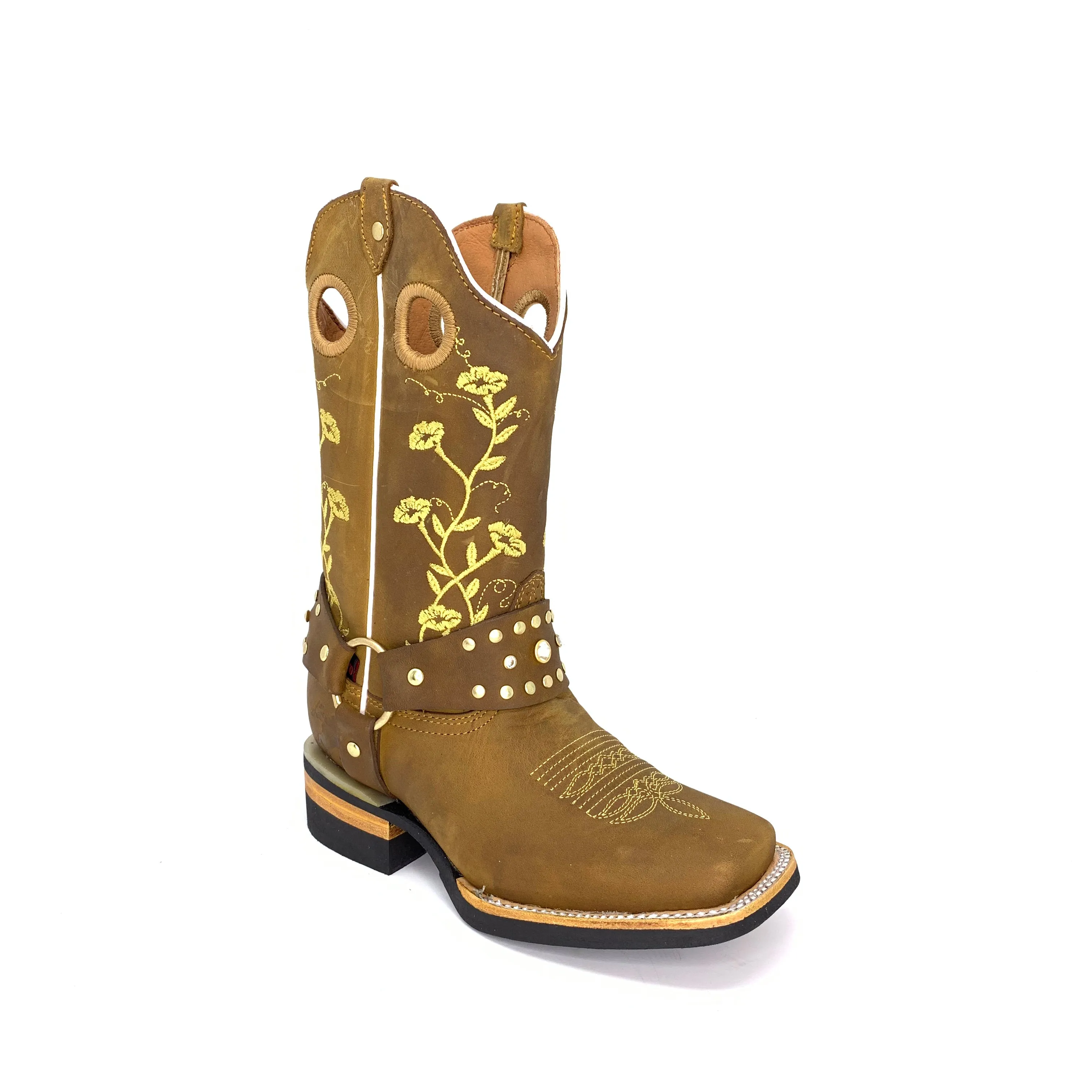 Women's Artillero Floral Design With Rhinestones Boots