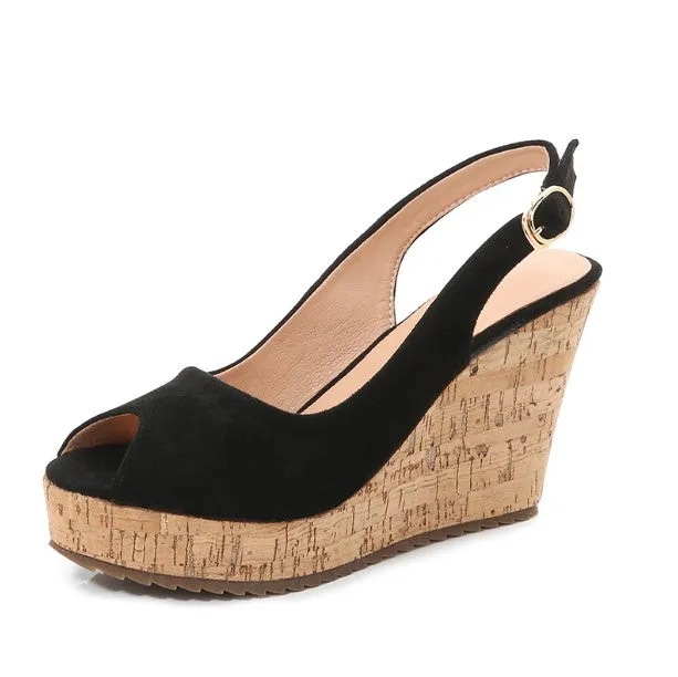 Women's Small Size Peep Wedge Shoes BS253