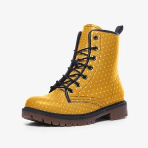 Yellow Polka Dots Vegan Leather Unisex Boots