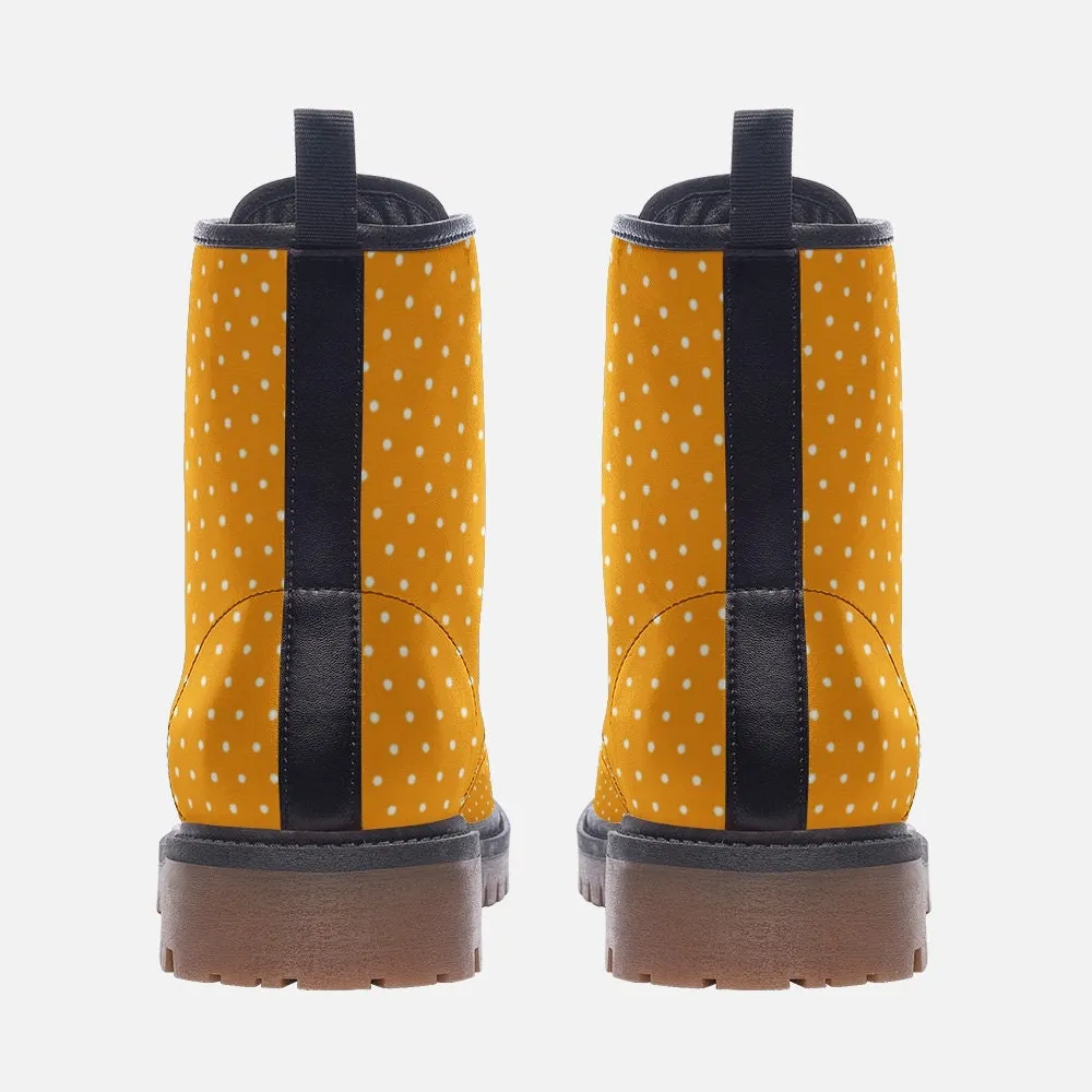 Yellow Polka Dots Vegan Leather Unisex Boots