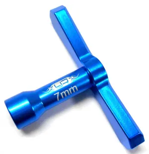 YT-0073BU 1/10 Scale Light Blue 7mm Wrench Wheel M4 4mm Nut Remover Alloy x 1